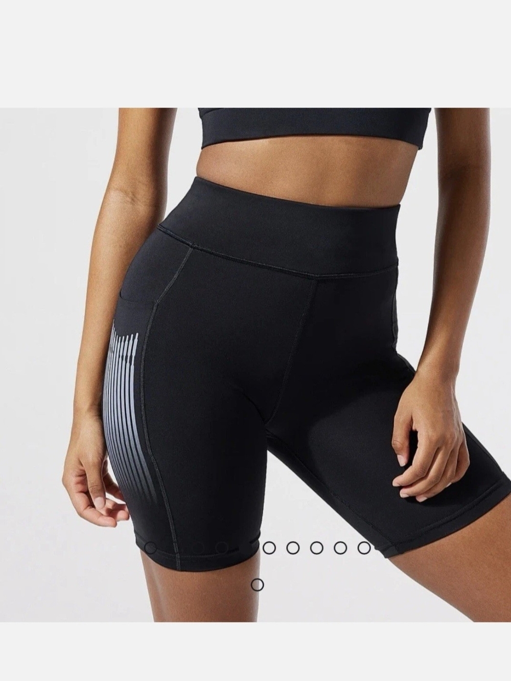 Savage X Fenty Black High-Rise Bike Shorts with Reflective Stripe Detail, XL